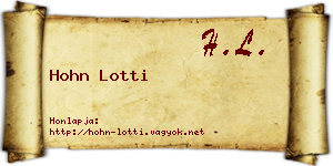 Hohn Lotti névjegykártya